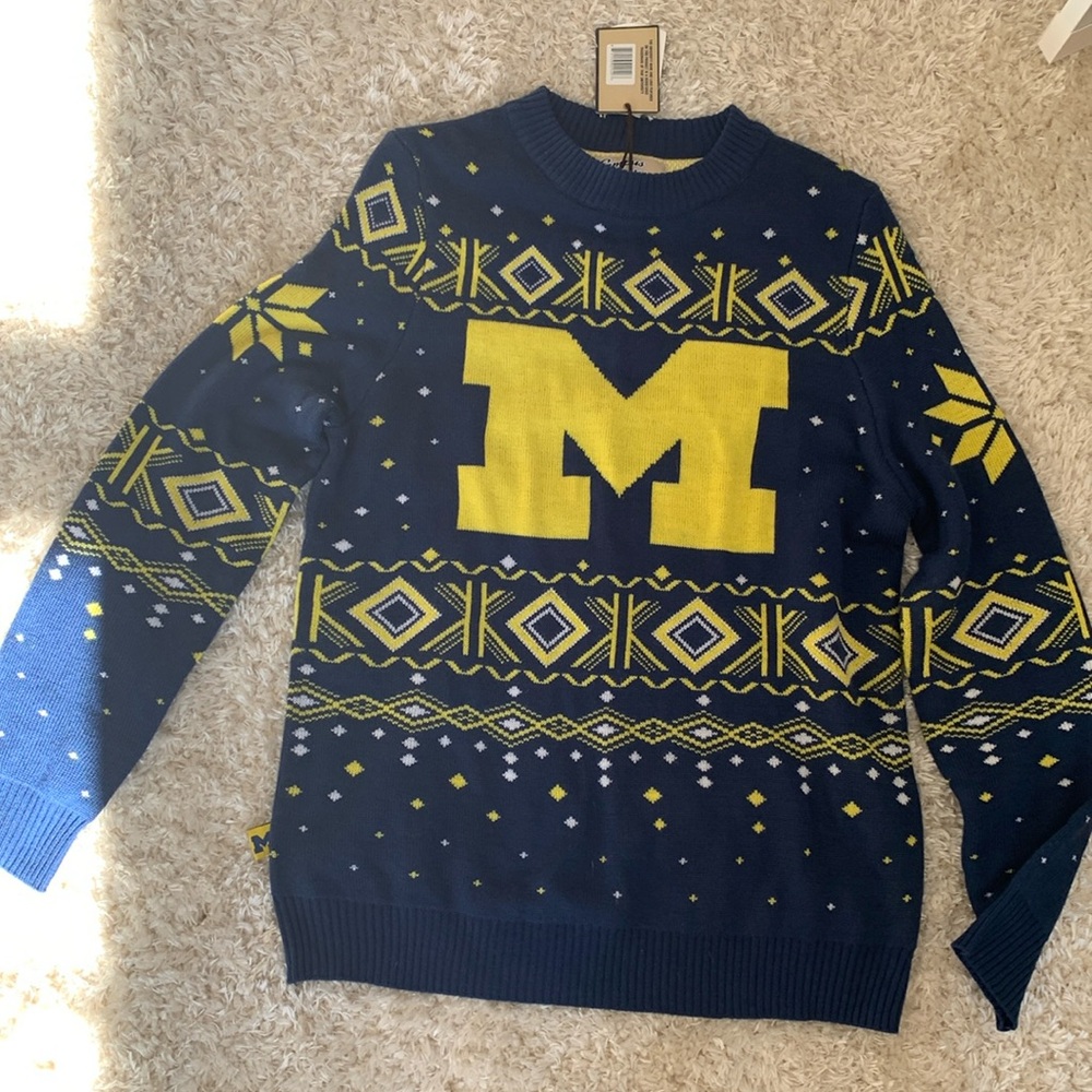 Vintage Michigan Wolverine Men’s X-Mas Christmas Sweater Size Large